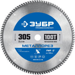 ЗУБР Металлорез 305х25.4мм 100Т, диск пильный по металлу и металлопрофилю / 36932-305-25.4-100